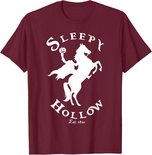 Vintage Headless.Horseman Halloween Sleepy Hollow Est 1820 T-Shirt - T-Shirt | Maroon