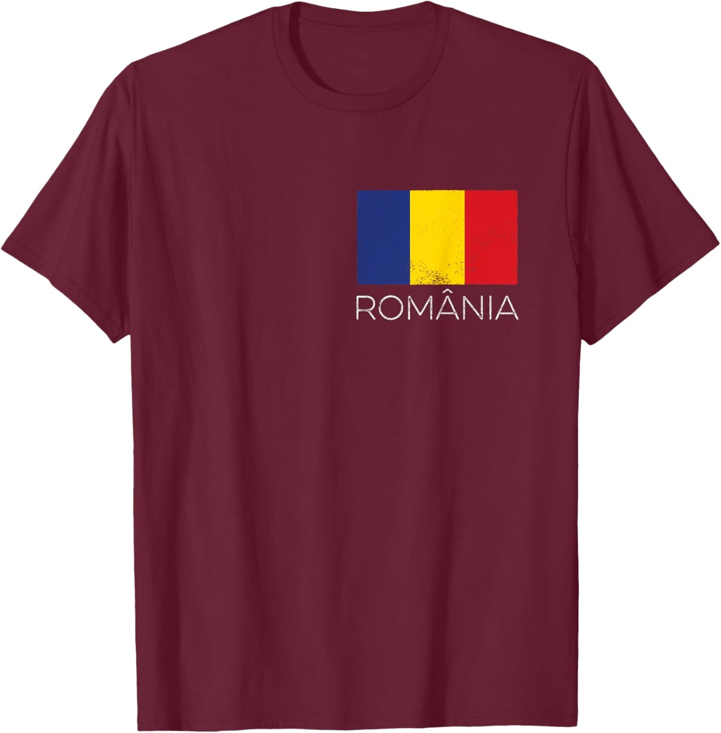Romania România Romanian Flag Vintage Romania Mini Flag T-Shirt - T-Shirt | Maroon