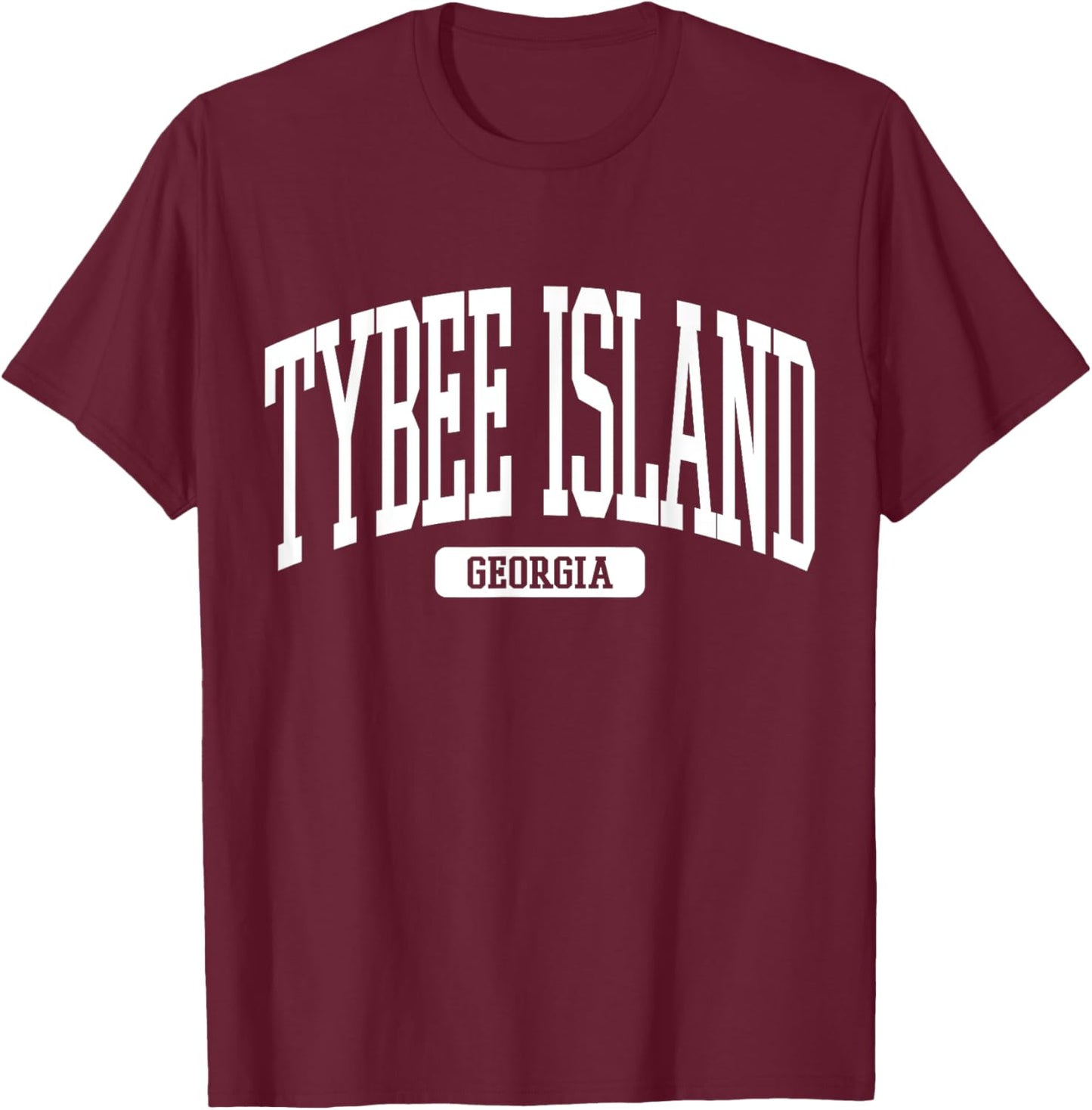 Tybee Island Georgia Souvenir Aesthetic, Summer Aesthetic T-Shirt - T-Shirt | Maroon
