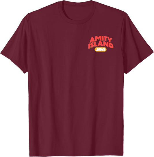 Jaws Amity Island T-Shirt - T-Shirt | Maroon