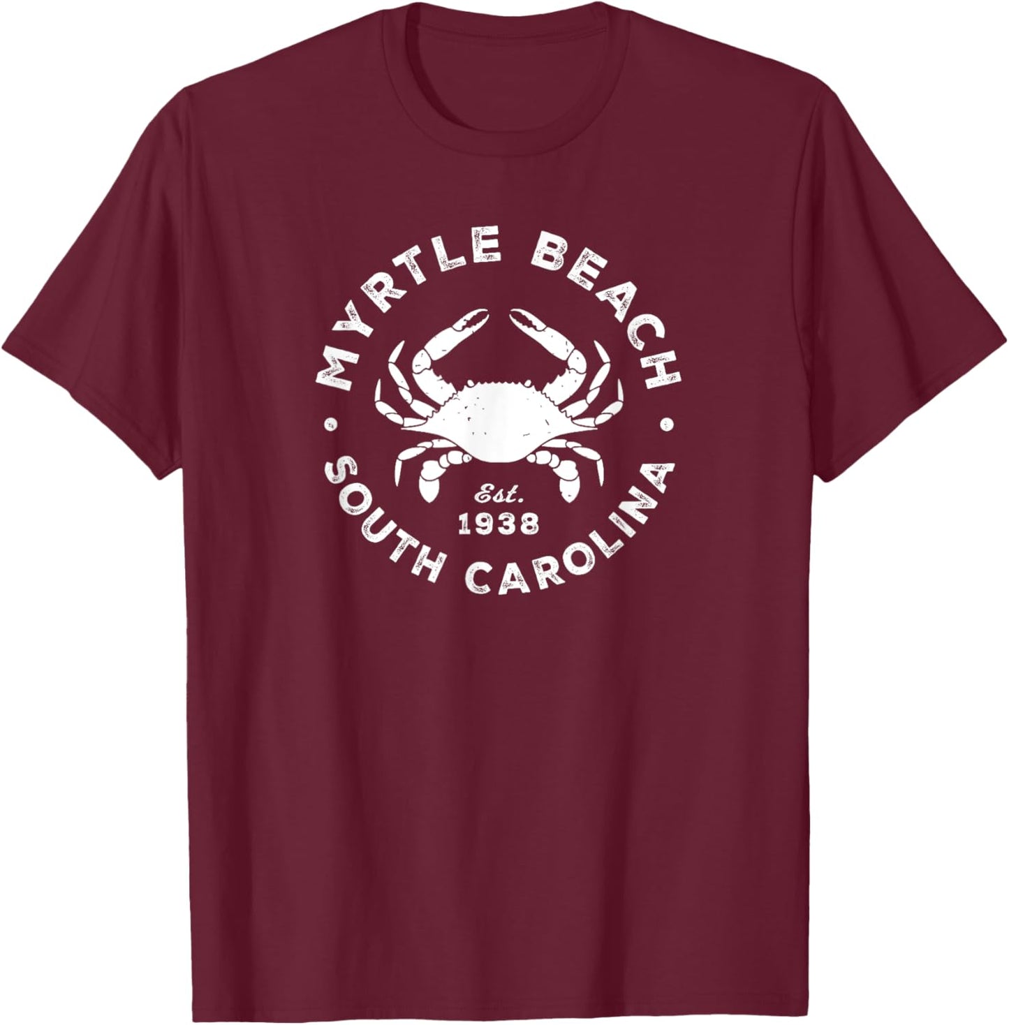 Myrtle Beach South Carolina Blue Crab Vacation Souvenir T-Shirt - T-Shirt | Maroon