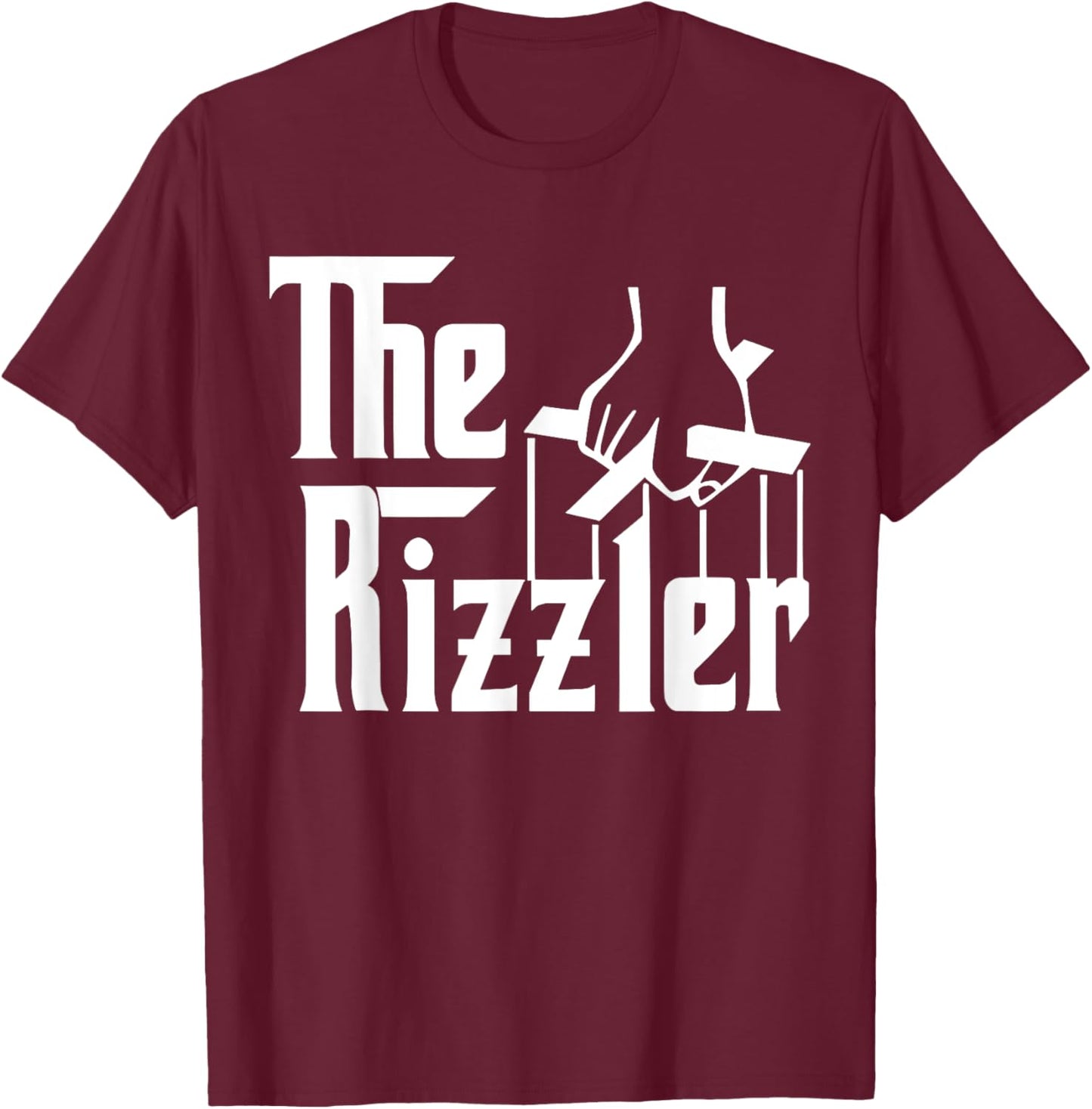 The Funny Rizzler Big Justice Apparel Men Women -Adults , Black, Small, Short Sleeve, Modern, Graphic T-Shirt - T-Shirt | Maroon