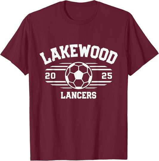 Lakewood Lancers Soccer Ball 2025 T-Shirt - T-Shirt | Maroon