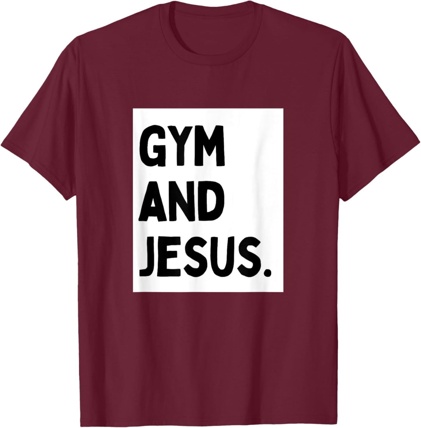 Gym And Jesus - Minimalist Christian Religious Jesus T-Shirt - T-Shirt | Maroon
