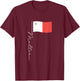 Malta Signature Flag Pole - Elegant Patriotic Maltese Flag T-Shirt - T-Shirt | Maroon