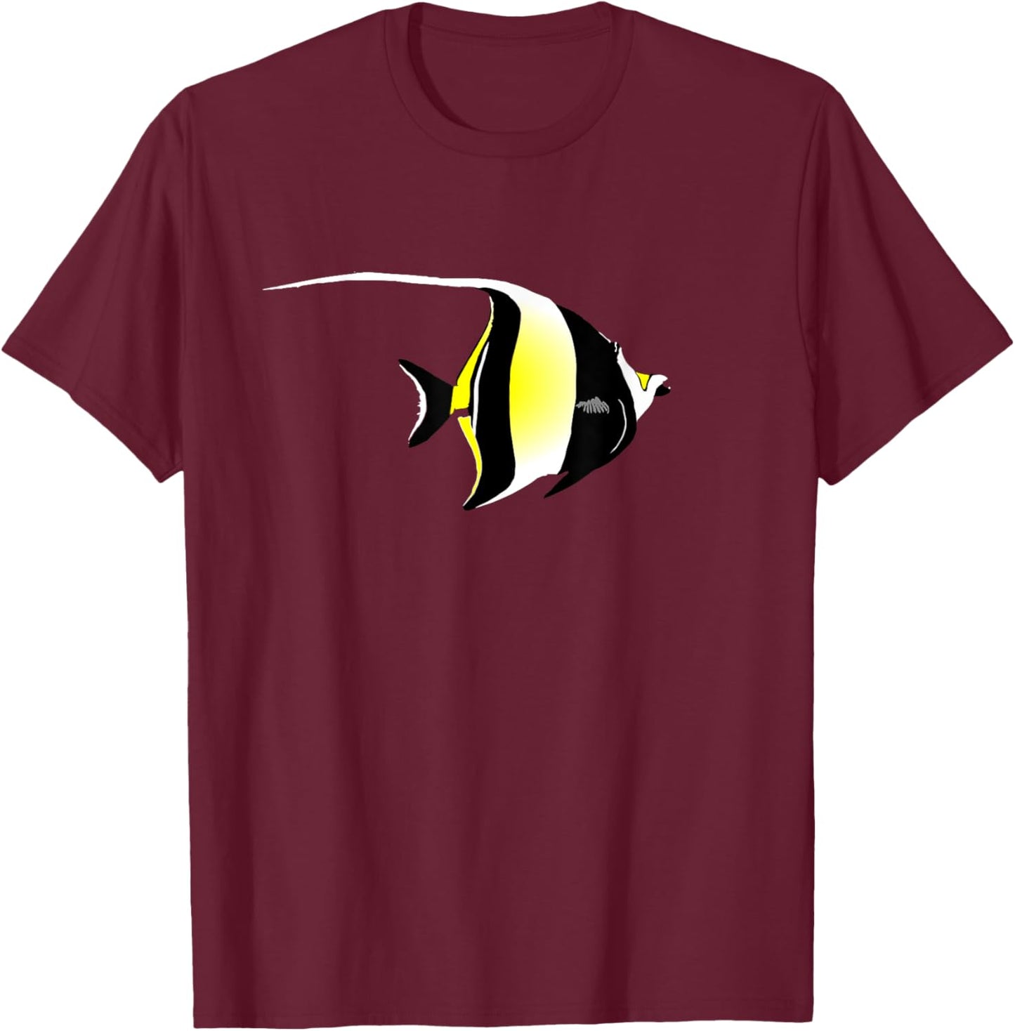 Moorish Idol Angelfish T-Shirt - T-Shirt | Maroon