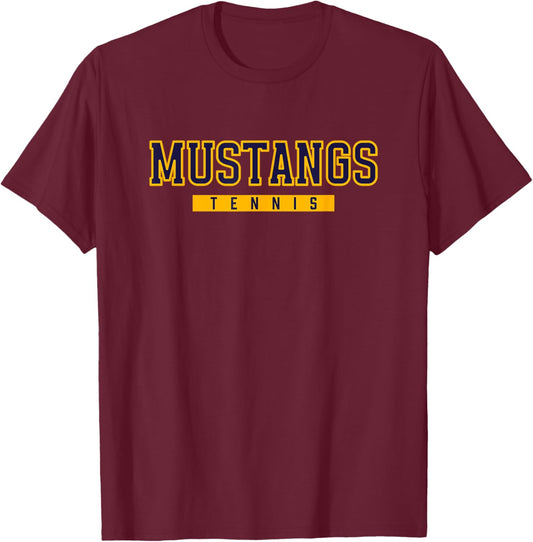 Portage Central Mustangs Tennis T-Shirt - T-Shirt | Maroon