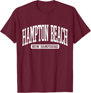 Hampton Beach New Hampshire Souvenir Vintage, Minimalist T-Shirt - T-Shirt | Maroon