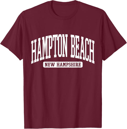 Hampton Beach New Hampshire Souvenir Vintage, Minimalist T-Shirt - T-Shirt | Maroon