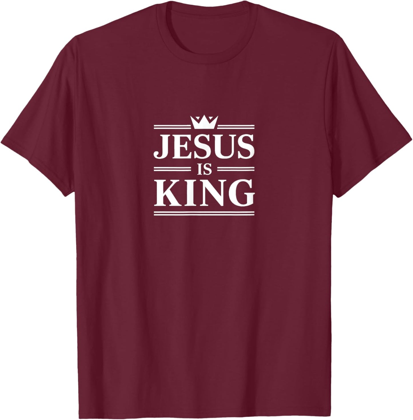 Jesus Is King Christian Crown Design Faith T-Shirt - T-Shirt | Maroon