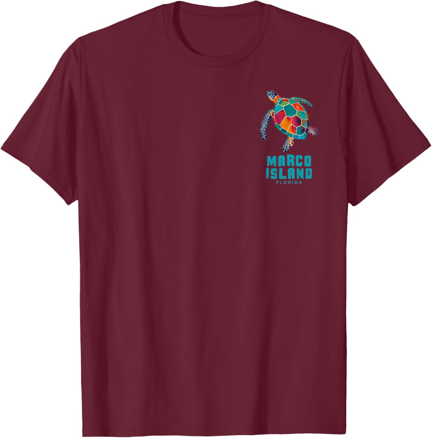 Marco Island Florida Sea Turtle Beach Vacation Retro Vintage T-Shirt - T-Shirt | Maroon