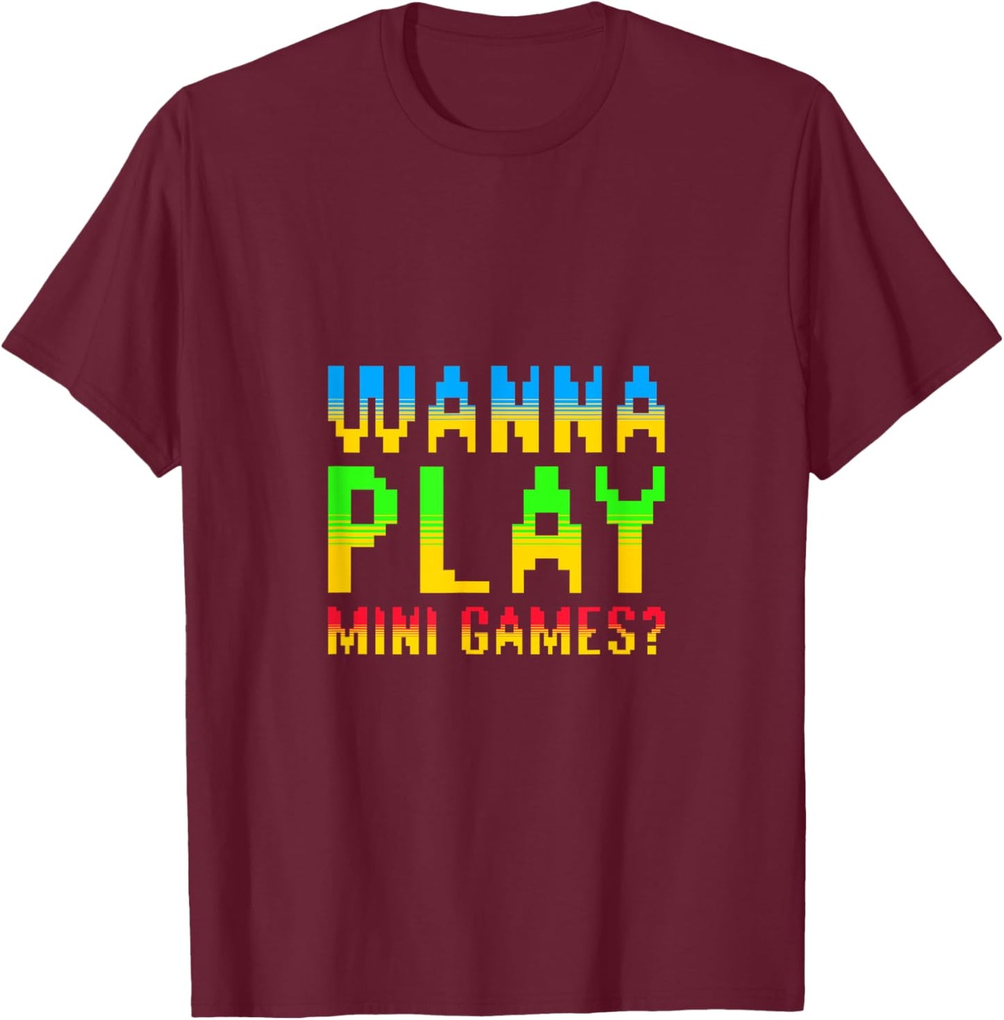 Wanna Play Mini Games? Retro Arcade Gamer Meme Monkey T-Shirt - T-Shirt | Maroon
