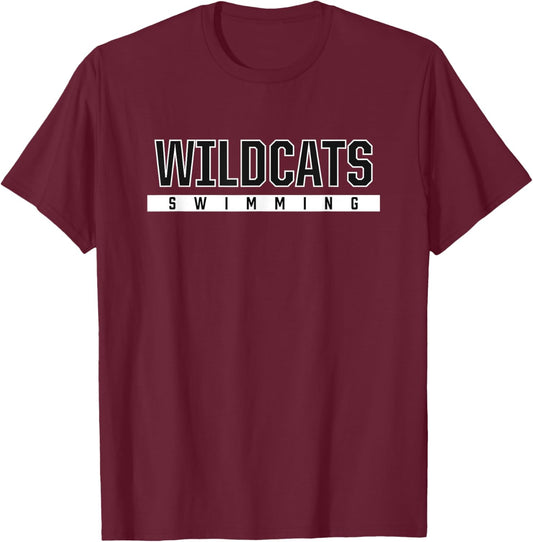 Wildcats Clovis High School Swimming T-Shirt - T-Shirt | Maroon