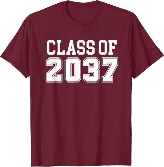 Grow with Me Class of 2037 Kindergarten to Graduation T-Shirt - T-Shirt | Maroon