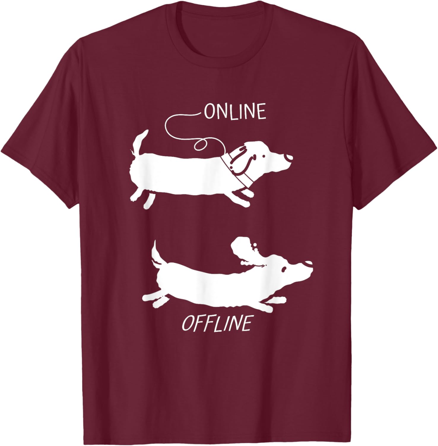 Rough-haired Dachshund Online Offline Dog Dachshund T-Shirt - T-Shirt | Maroon