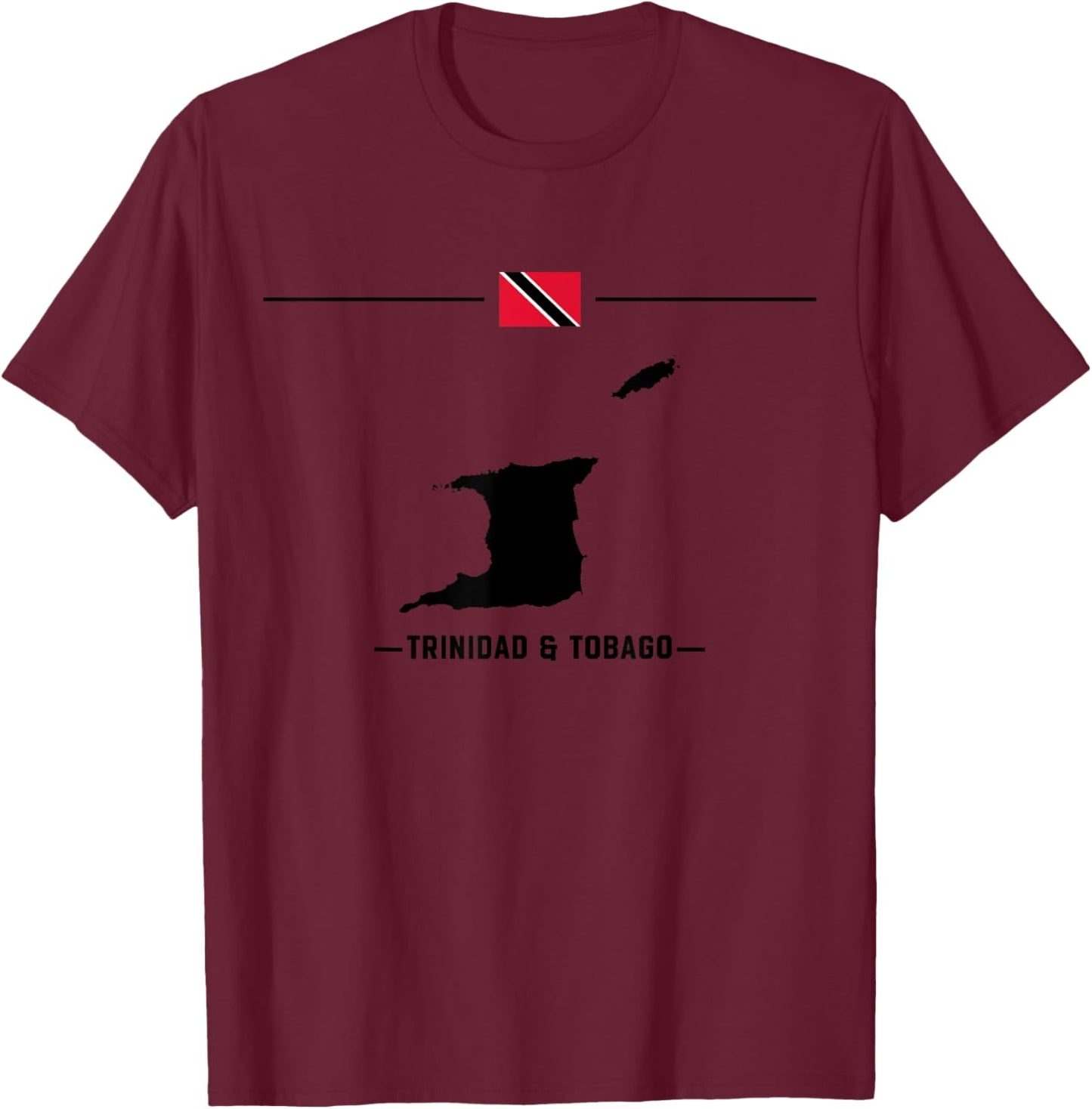 Trinidadian flag, map & country name of the Trinidad &Tobago T-Shirt - T-Shirt | Maroon