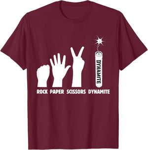 Paper Rock Scissors Dynamite | Explosive Demolition T-Shirt - T-Shirt | Maroon