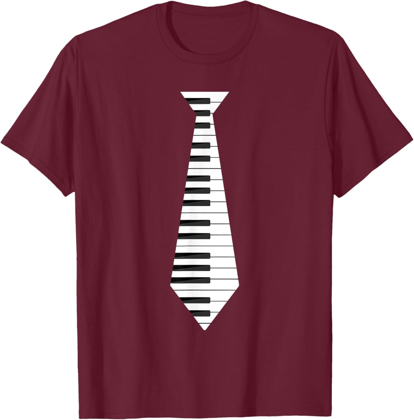 Musicians Piano Keyboard Necktie : & Graphic T-Shirt - T-Shirt | Maroon