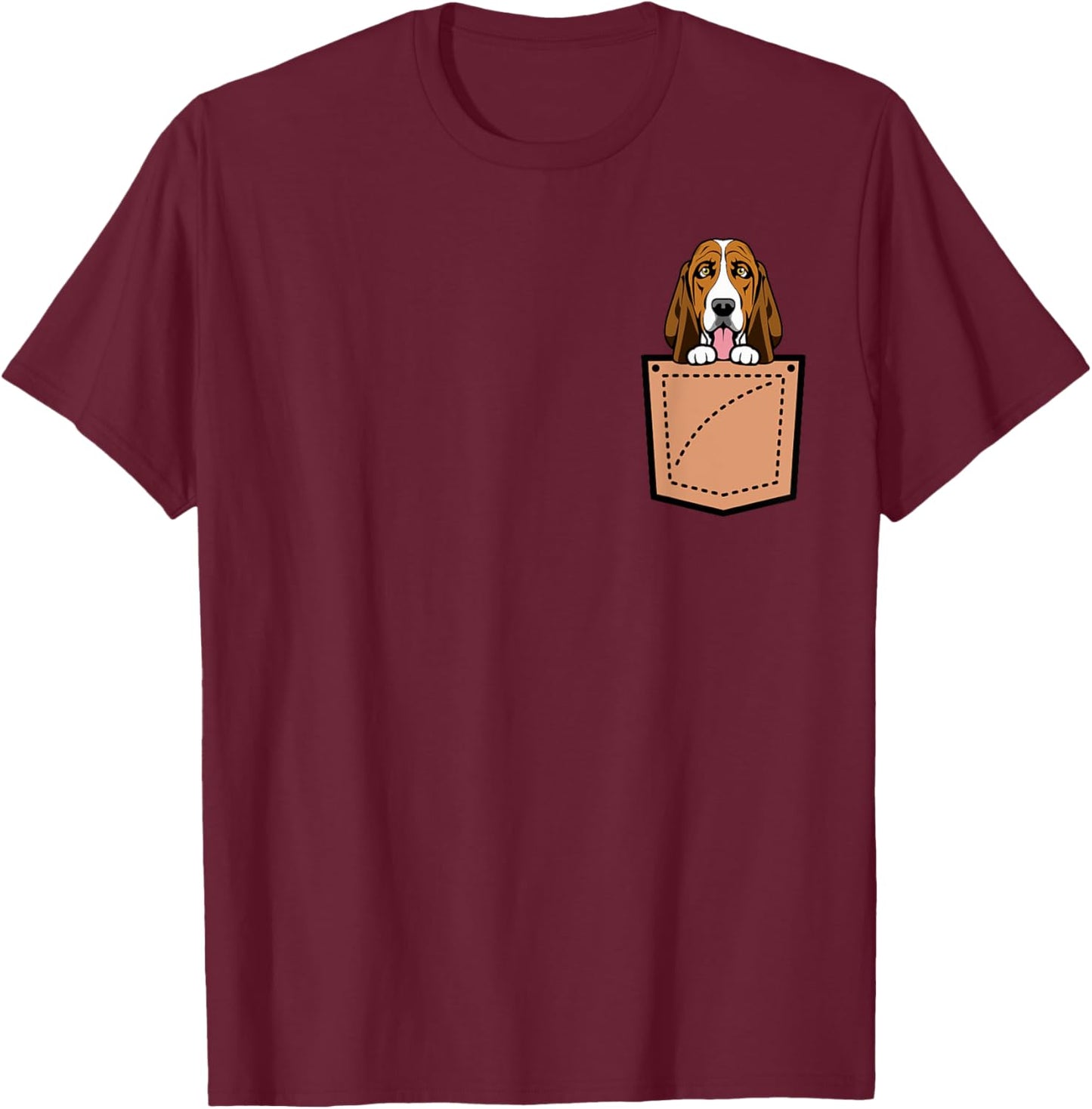 Basset Hound Pocket Dog T-Shirt - T-Shirt | Maroon