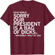 Dear World Sorry Our President Is A Bag Funny Of Dccks Meme T-Shirt - T-Shirt | Maroon