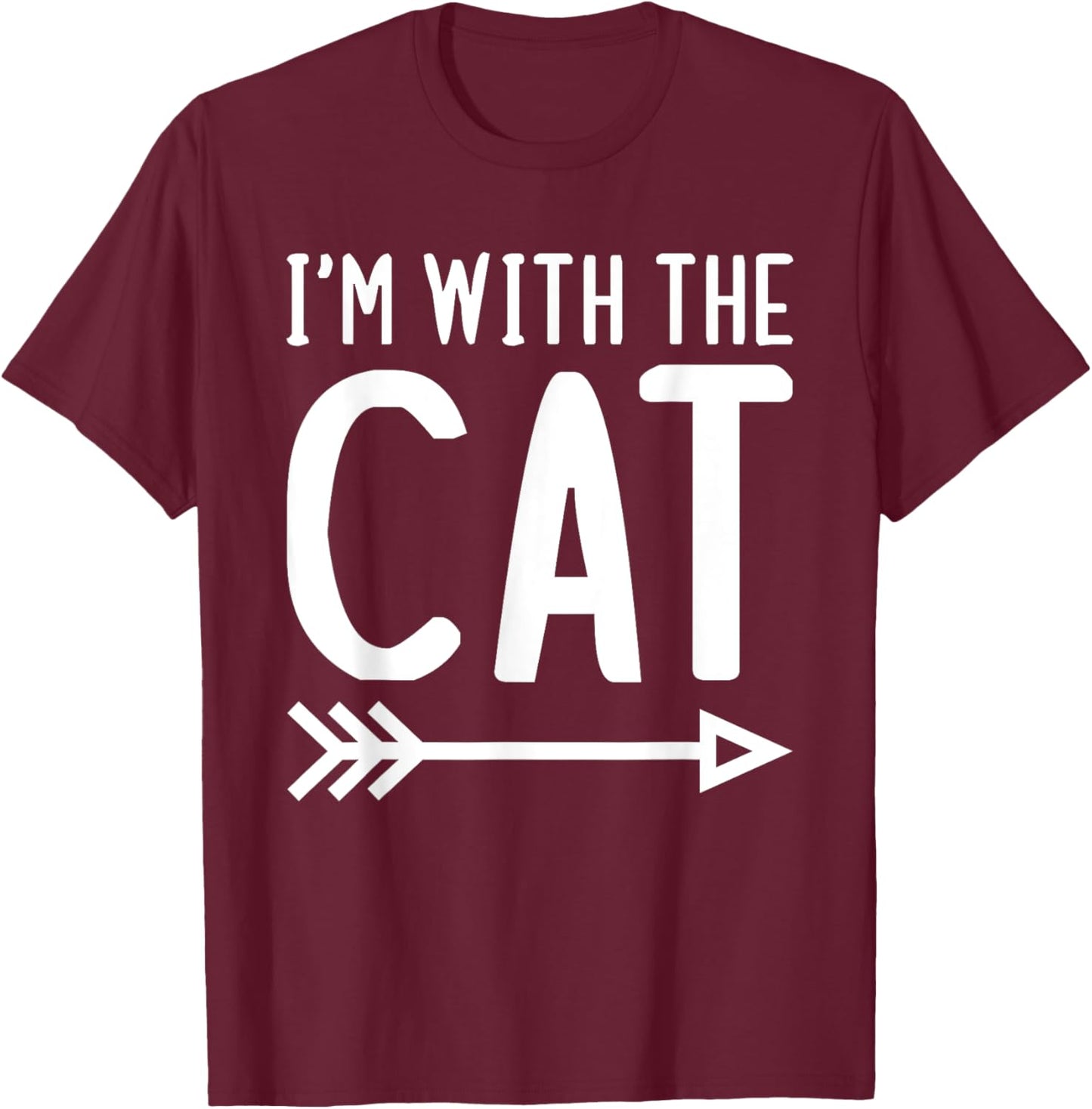 I'm With The Cat Funny Matching Halloween Couple Costume Women Kids T-Shirt - T-Shirt | Maroon