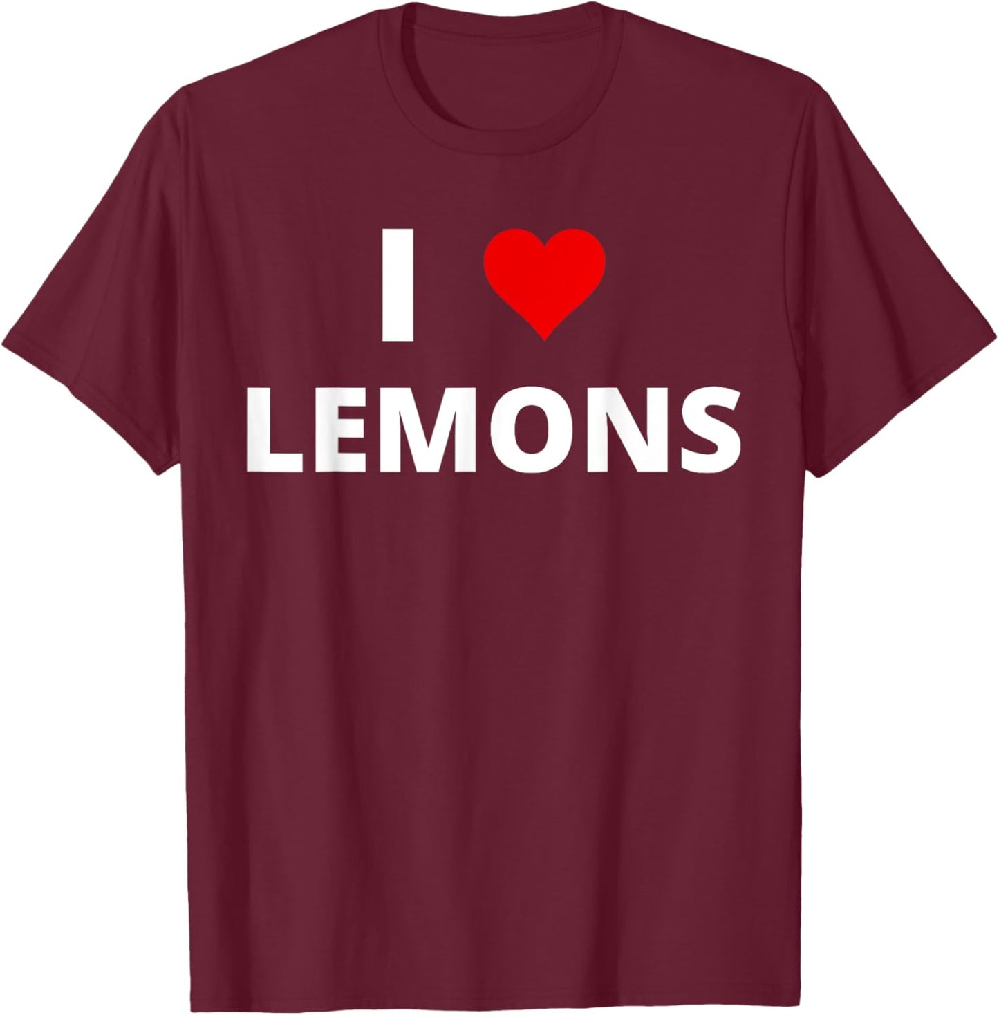 I Love Lemons, With A Red Heart T-Shirt - T-Shirt | Maroon