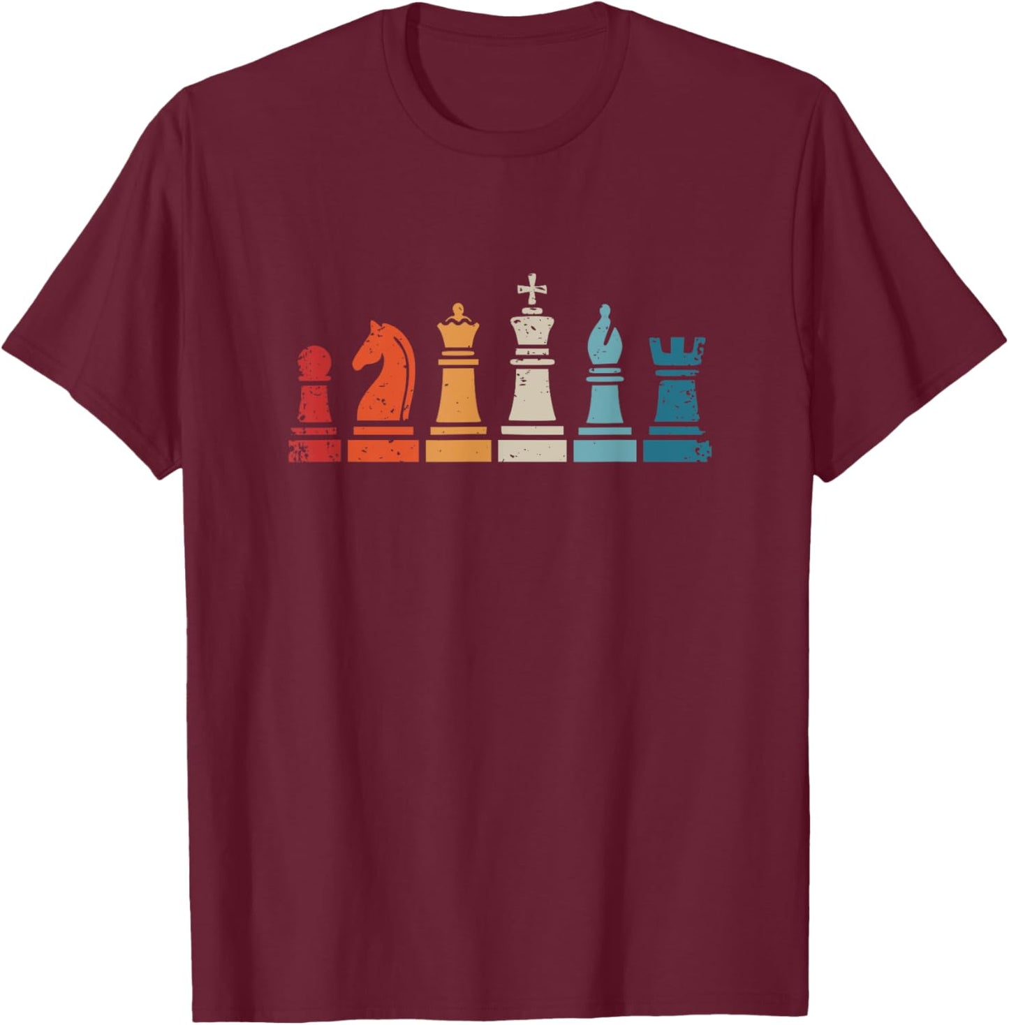 Chess Player Vintage Chess Pieces T-Shirt - T-Shirt | Maroon