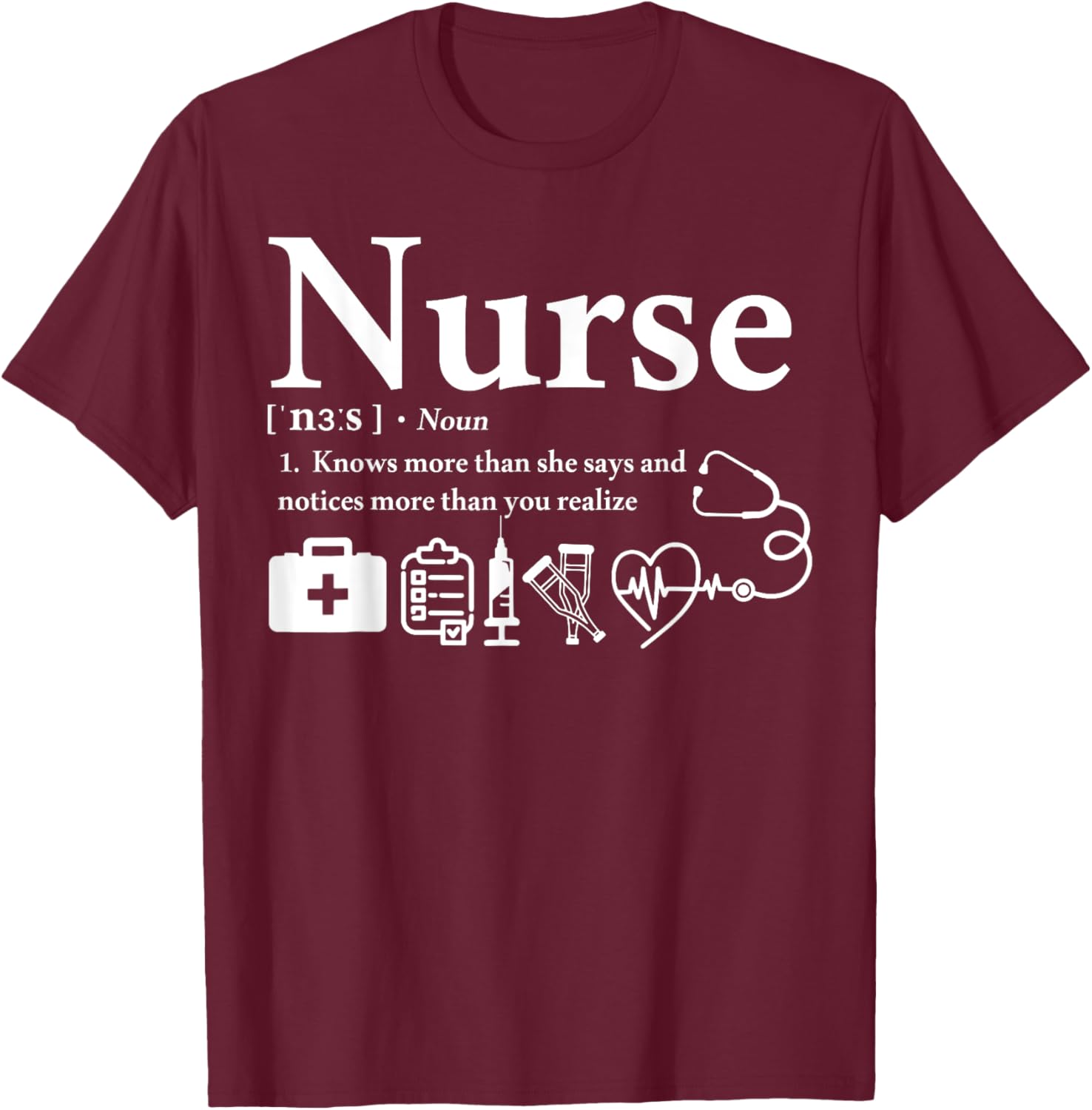 Retro Nurse Definition Women Nurse Week Nicu Icu Rn Er T-Shirt - T-Shirt | Maroon