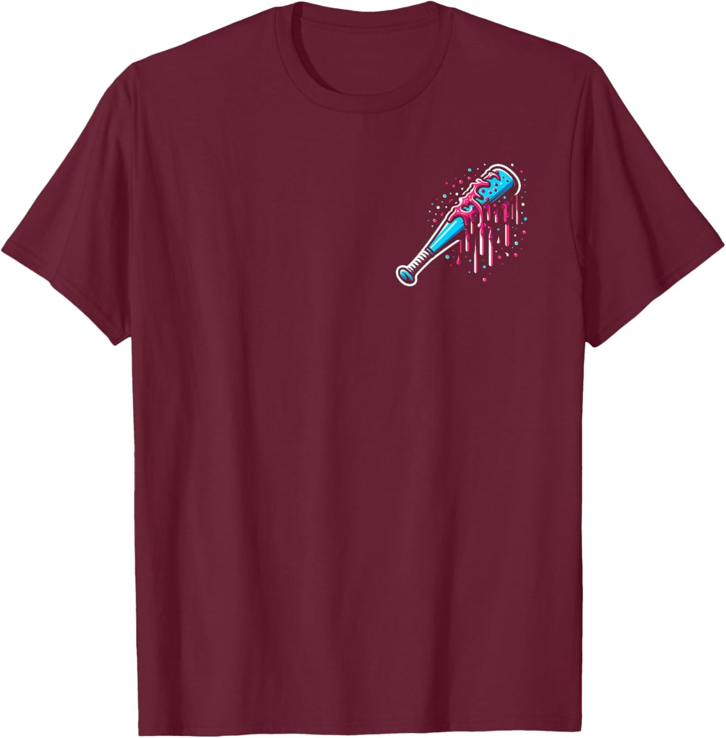 Baseball Home Plate Ice Cream Drip with Sprinkles 2 sides T-Shirt - T-Shirt | Maroon
