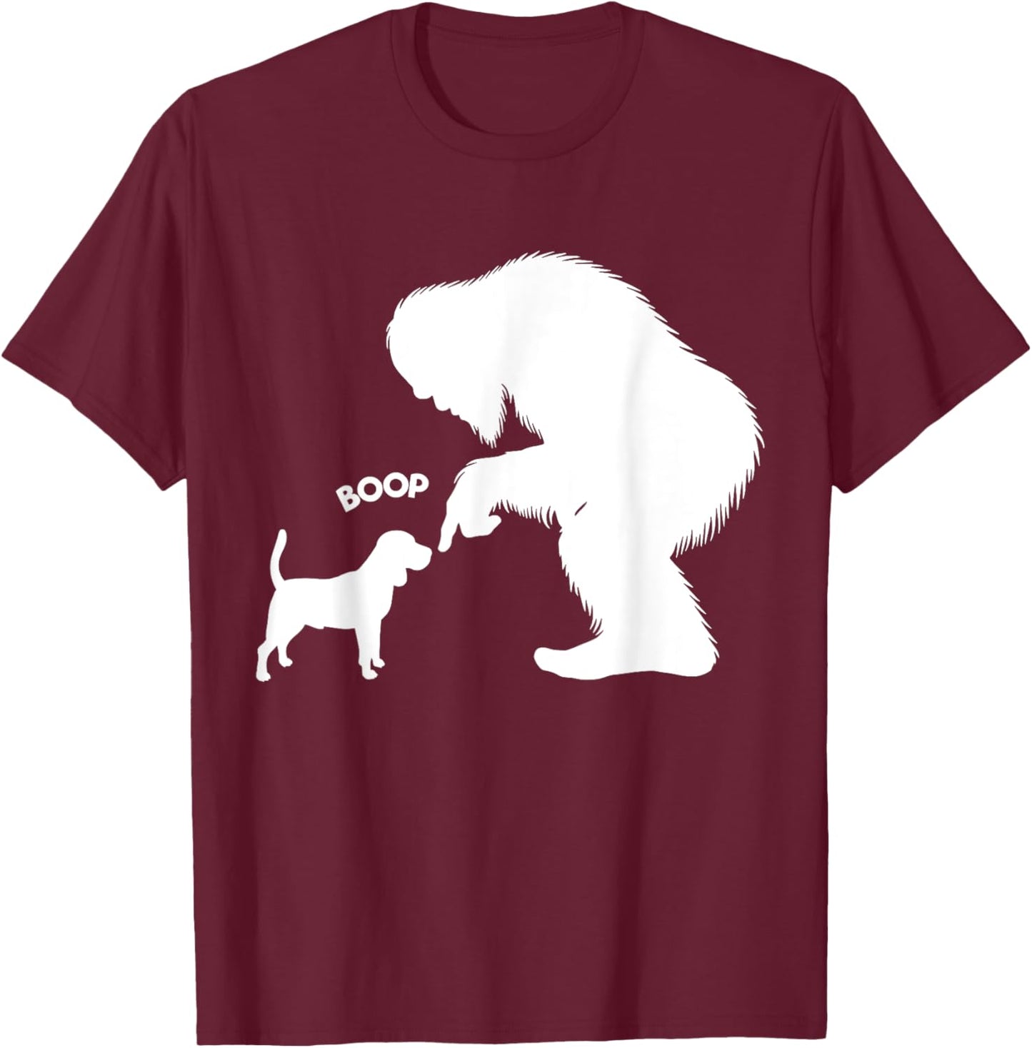Funny Bigfoot Sasquatch Beagle Boop T-Shirt - T-Shirt | Maroon