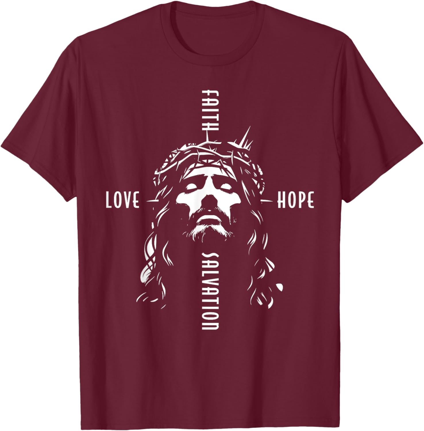 Jesus Cross Beautiful Christian Faith Love Hope Salvation T-Shirt - T-Shirt | Maroon