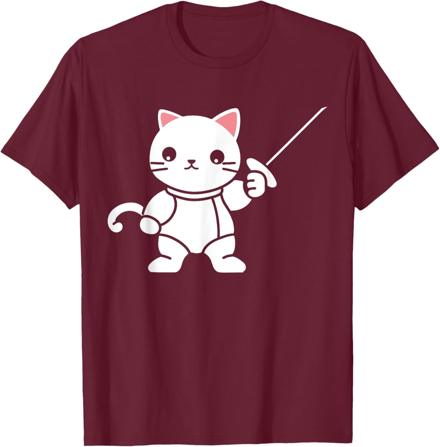 Fencing combat sport simple minimalist cat Fencing Women Kids T-Shirt - T-Shirt | Maroon