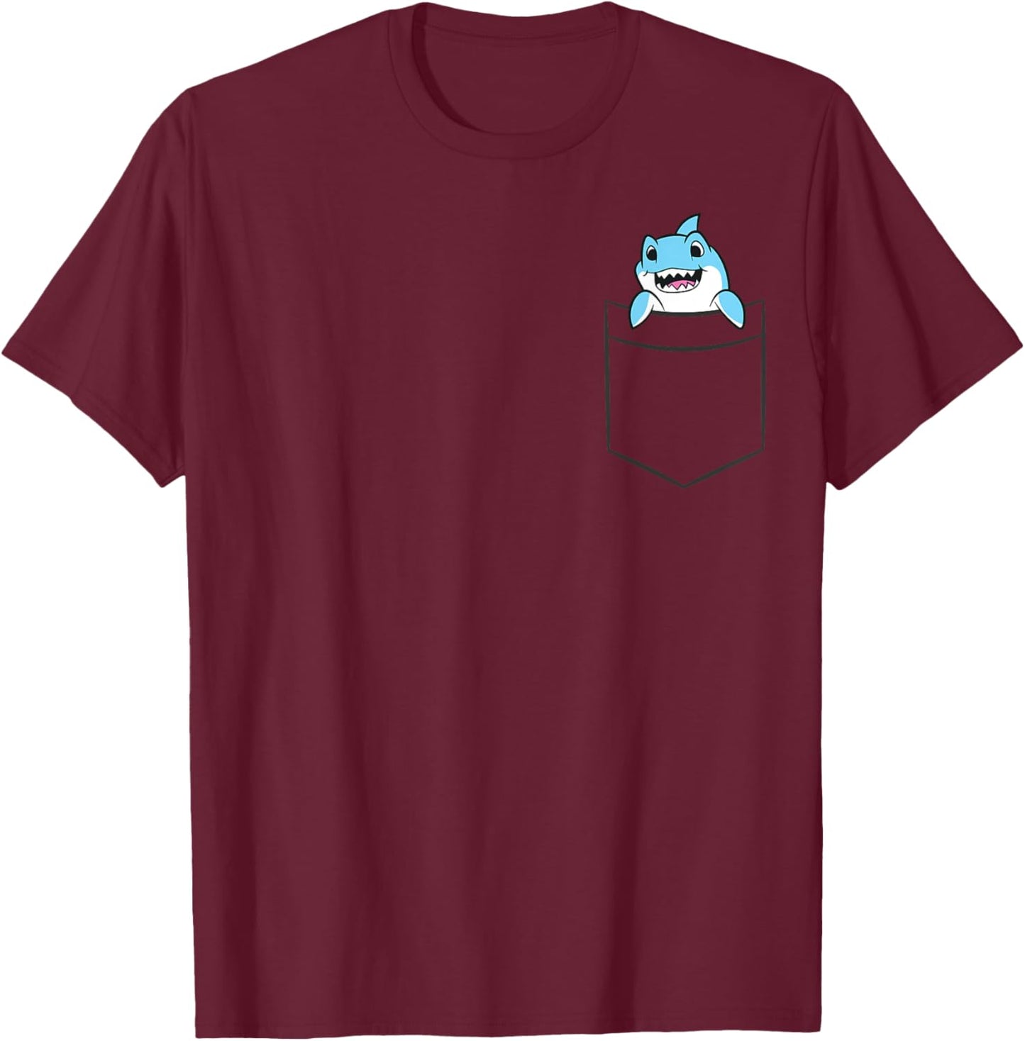 Shark In A Pocket Funny Pocket Shark T-Shirt - T-Shirt | Maroon