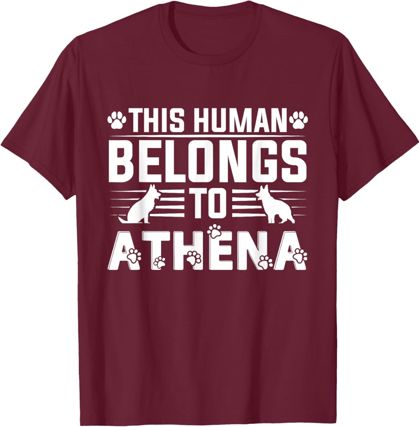 Dog Name Athena Personalised Gift Pet Name Athena T-Shirt - T-Shirt | Maroon