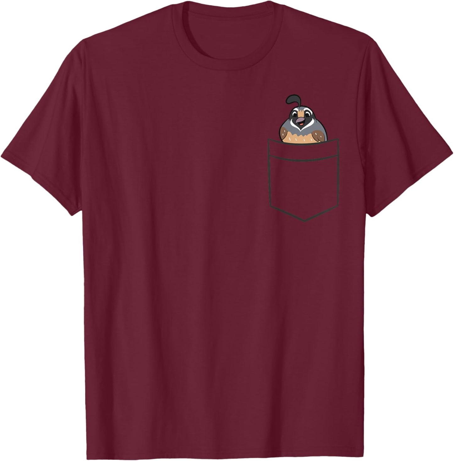 Common Quail In A Pocket Cute Pocket Quail T-Shirt - T-Shirt | Maroon