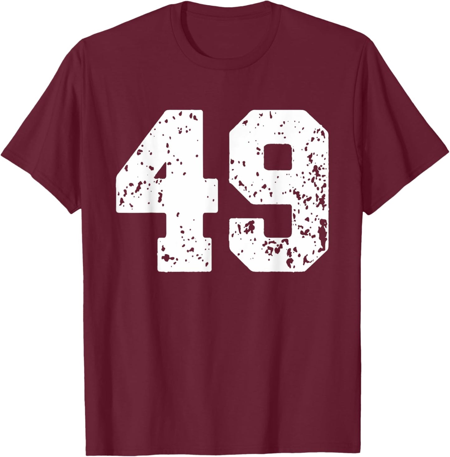 Number 49 White Best Classic College Style Birthday Funny T-Shirt - T-Shirt | Maroon