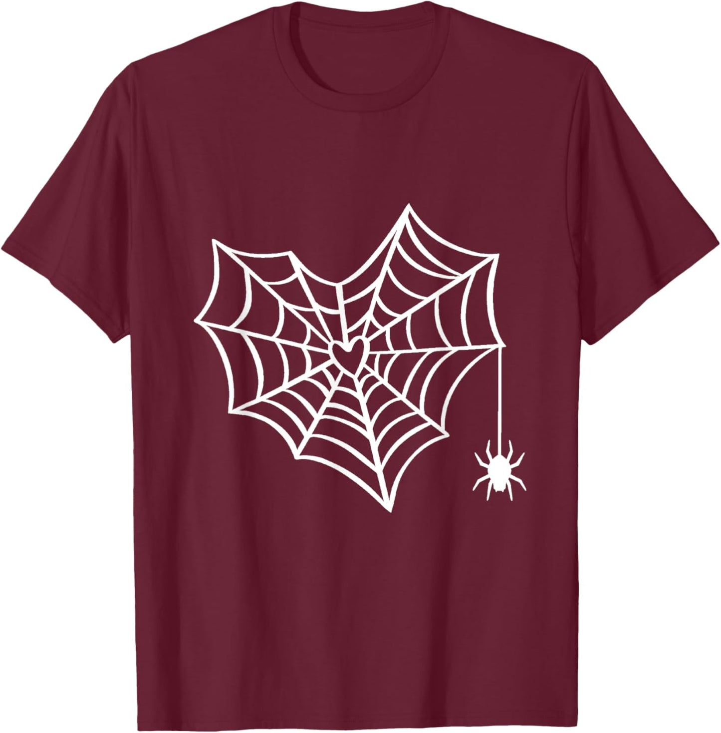 Halloween Heart Spider Web Spooky Costume T-Shirt - T-Shirt | Maroon