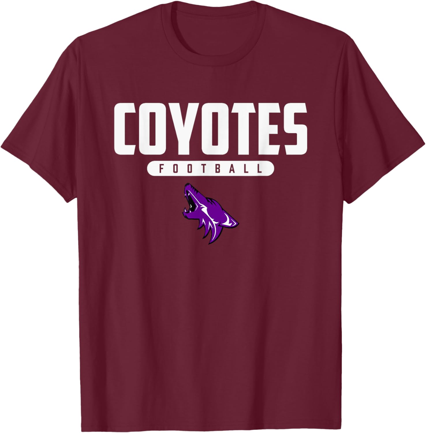 Anna Coyotes Logo Football HS T-Shirt - T-Shirt | Maroon