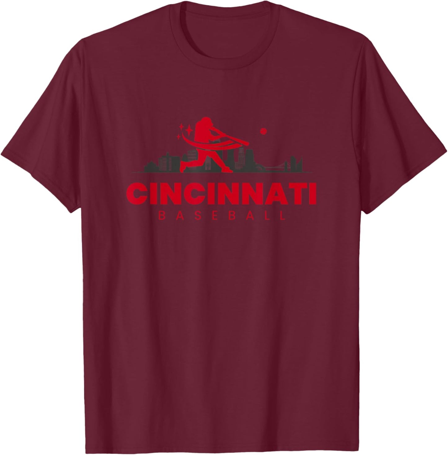 Cincinnati Baseball Vintage Minimalist Retro Baseball Lover T-Shirt - T-Shirt | Maroon