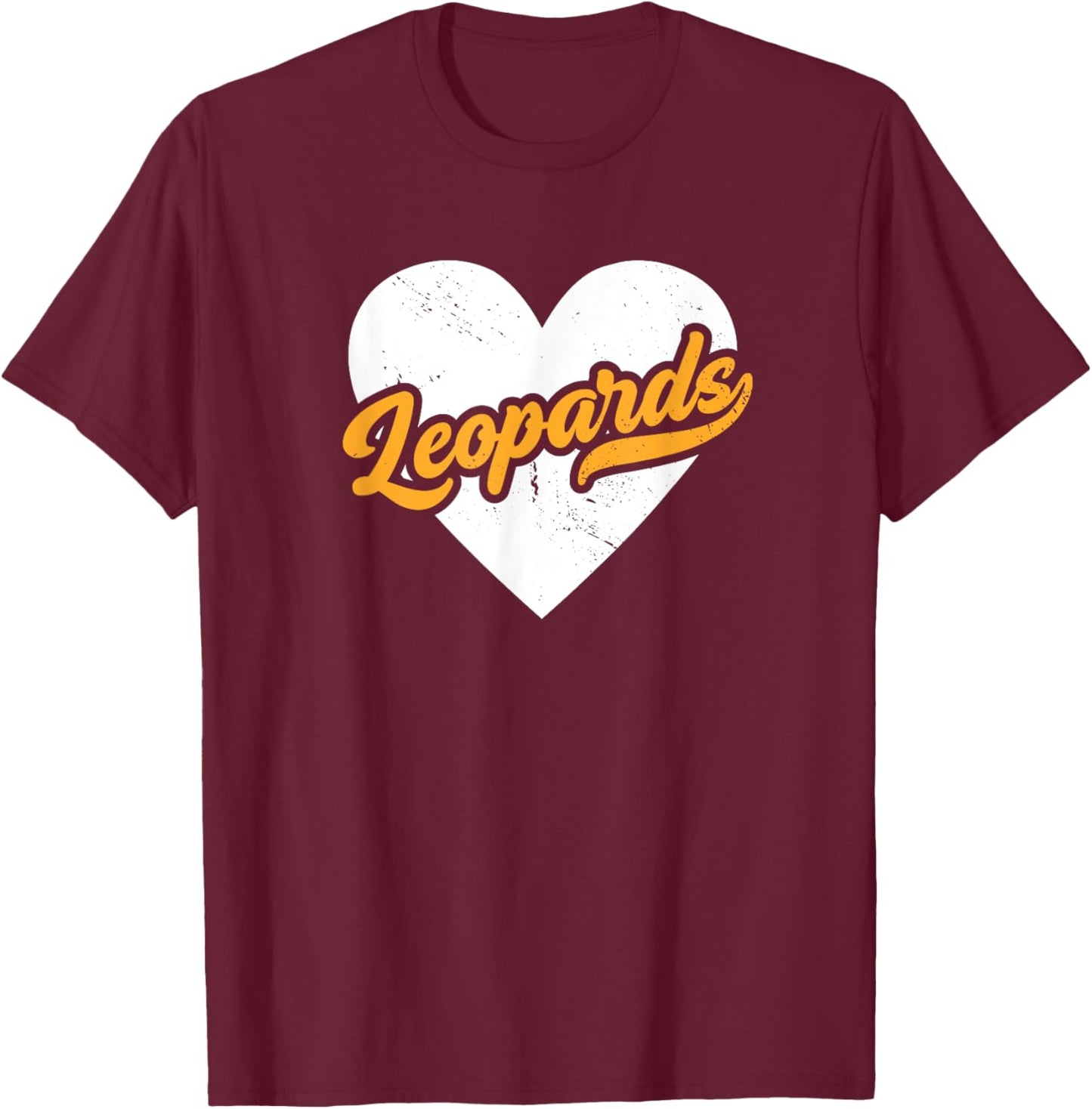 Vintage Leopards High School Go Leopards Pride Heart T-Shirt - T-Shirt | Maroon