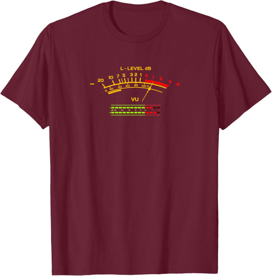 VU Meter Vintage Hi-FI Audio Stéréo Sound Music Sound Haut de Gamme T-Shirt - T-Shirt | Maroon