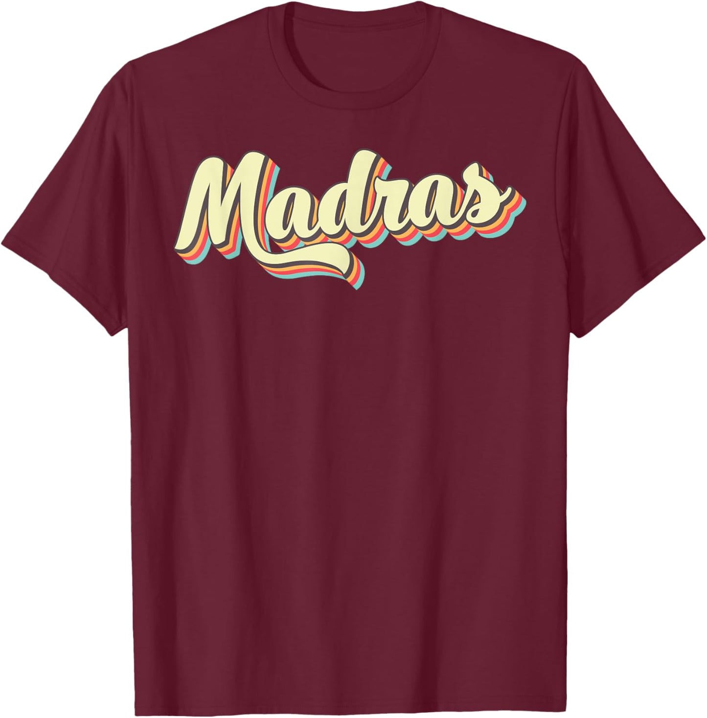 Madras Retro Art Baseball Font Vintage T-Shirt - T-Shirt | Maroon