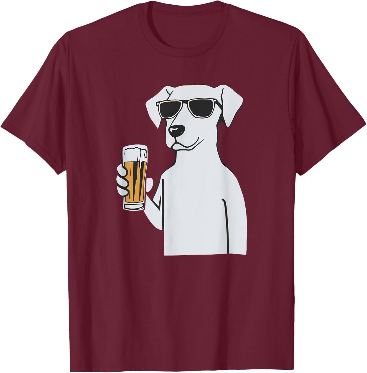 Cool Dog Sunglasses Drinking Beer Dogs Men Women T-Shirt - T-Shirt | Maroon