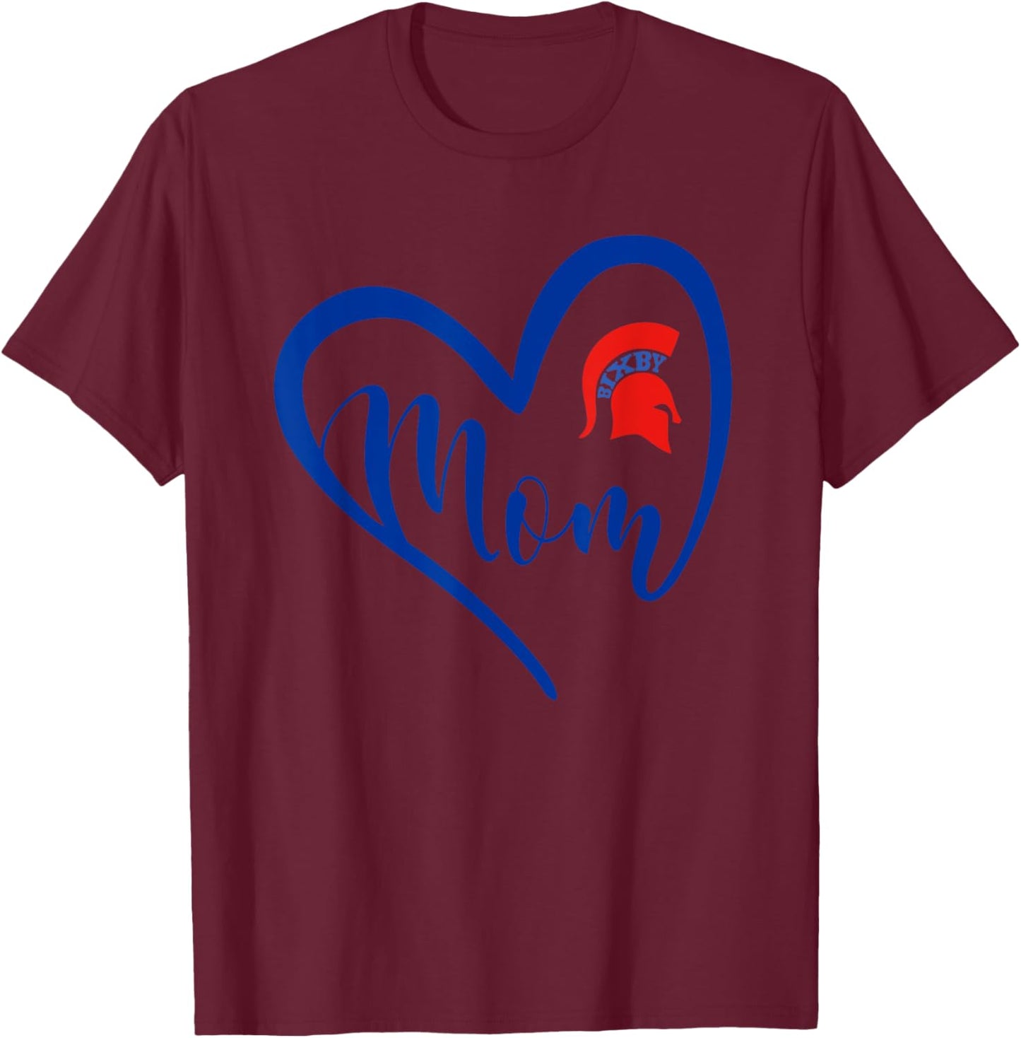 Bixby Spartans Logo Heart Mom HS T-Shirt - T-Shirt | Maroon