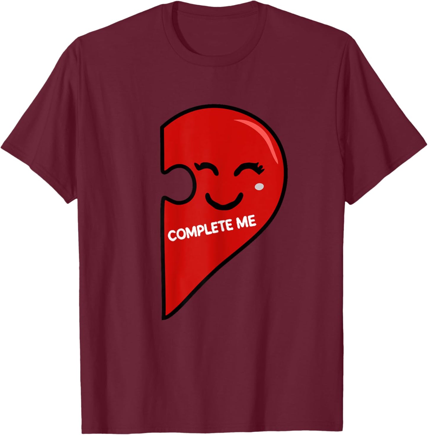 You Complete Me Female Matching Couple Puzzle Pieces T-Shirt - T-Shirt | Maroon
