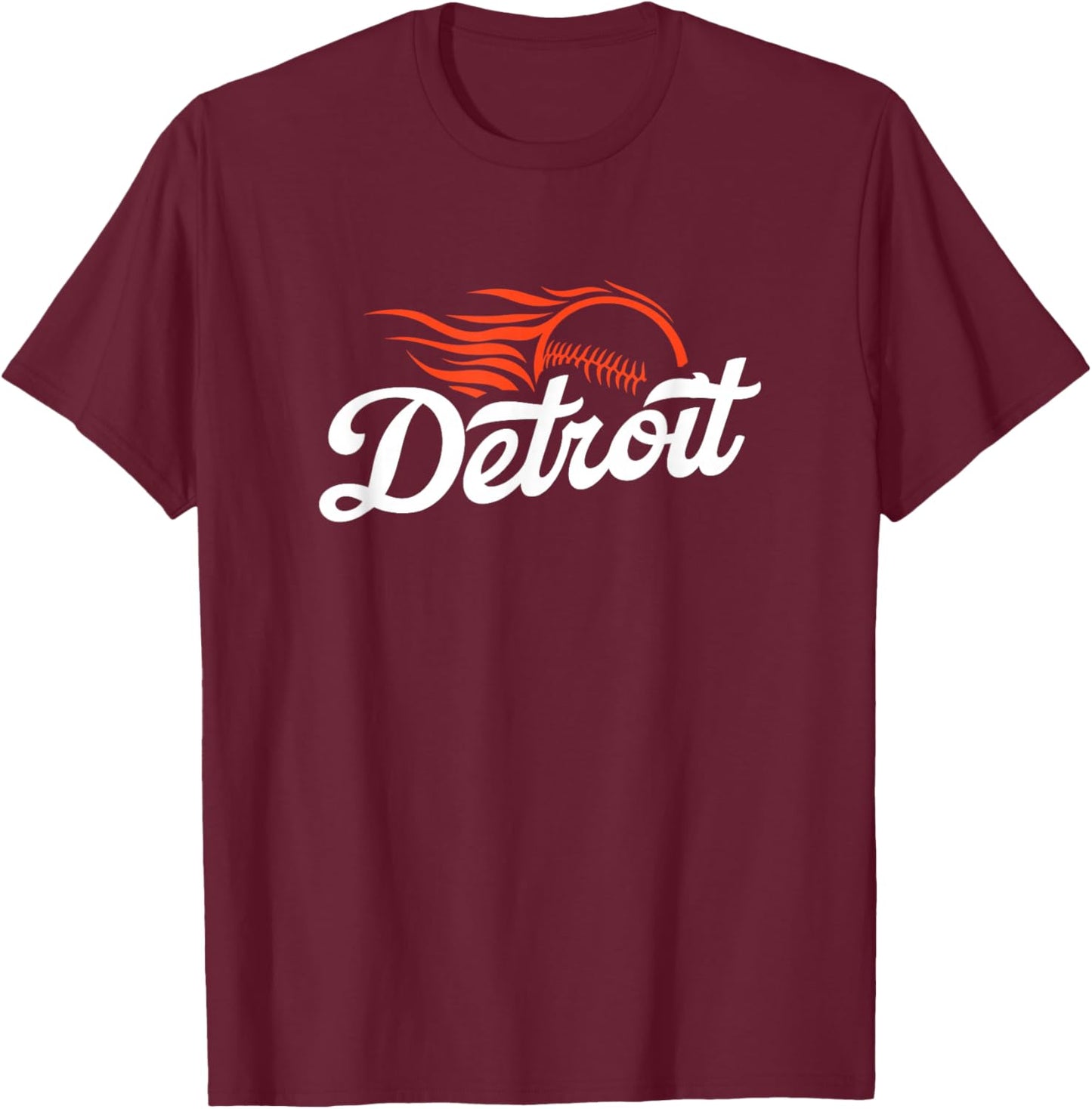 Detroit Baseball Vintage Minimalist Retro Baseball Lover T-Shirt - T-Shirt | Maroon