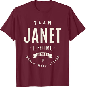Team Janet Lifetime Member Funny Name Janet T-Shirt - T-Shirt | Maroon