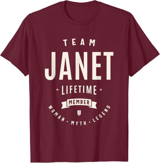 Team Janet Lifetime Member Funny Name Janet T-Shirt - T-Shirt | Maroon