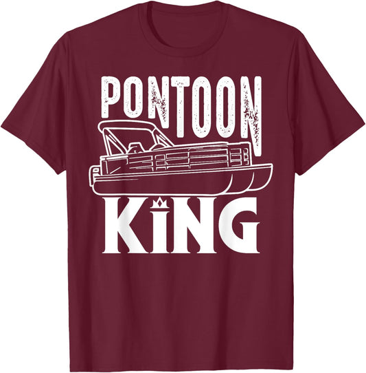 Best Pontoon Art Boys Pontoon Boat Pontoon Captain T-Shirt - T-Shirt | Maroon