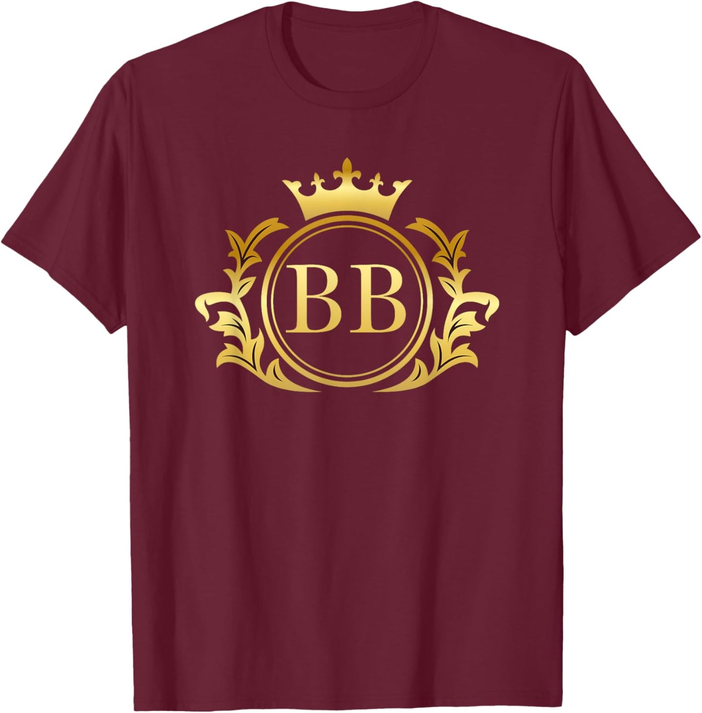 BB Initials Nickname Monogram Crest T-Shirt - T-Shirt | Maroon